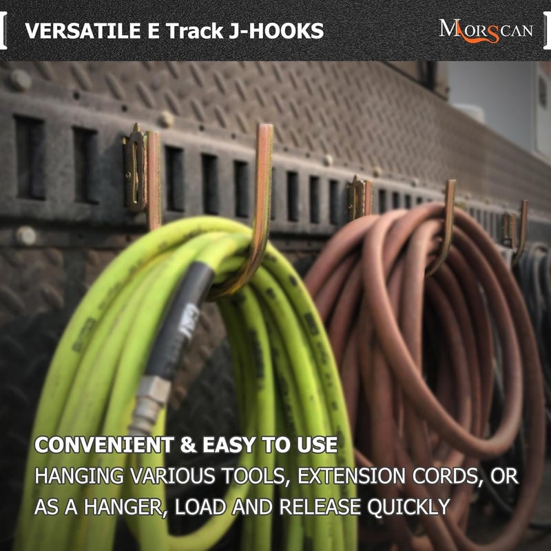 MorScan 4 Pack 4" E Track J Hooks Heavy Duty Galvanized Steel E-Track Tie Down Accessories for Box Truck, Enclosed Trailer, Garage, Vans, Warehouse, Workshop - Image 2